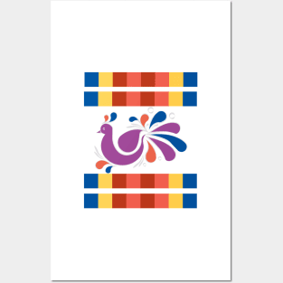 Multicolored Peacock - Colorful Stripes Posters and Art